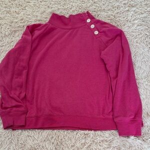 J. Crew Fuchsia Sweater with Button Accent. Very soft, cute sweatshirt.
